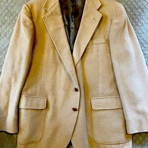 Mens VTG Camel Hair Sports Coat Sz 44 Wool Made in USA Jacket EUC